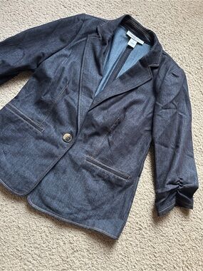 Carole Wren Dark Indigo Denim Single Button Blazer